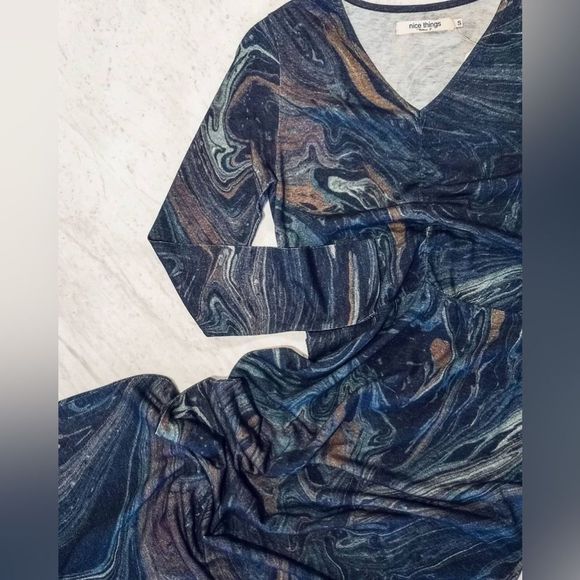 🌀Nice Things🌀 Marble Print Wool Blend Maxi Dress - Picture 2 of 10